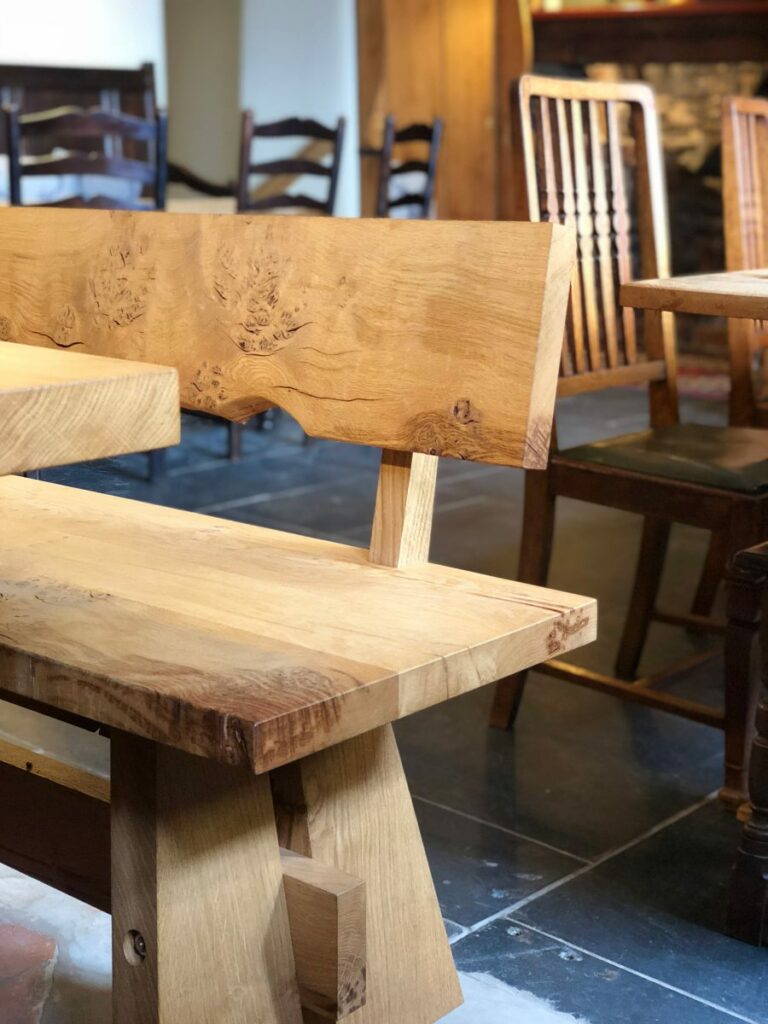 solid oak bench